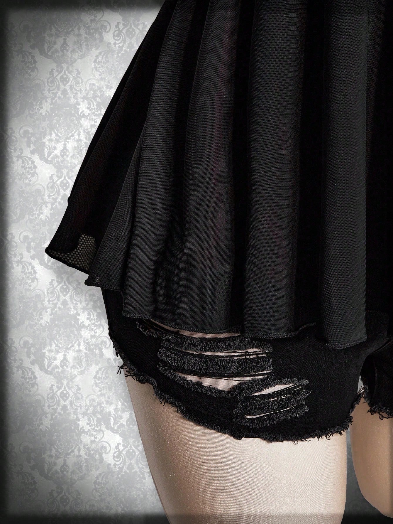 Plus Size Gothic Lace Patchwork Camisole – Black Bow Babydoll Goth Summer Top for Women