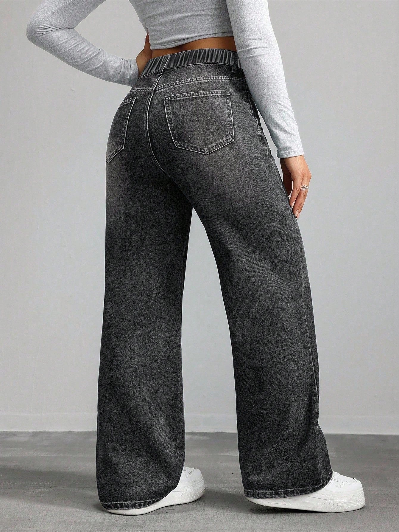 SHEIN ICON Plus Size Retro Wide Leg Denim Pants – Loose Casual Jeans with Pockets for Women