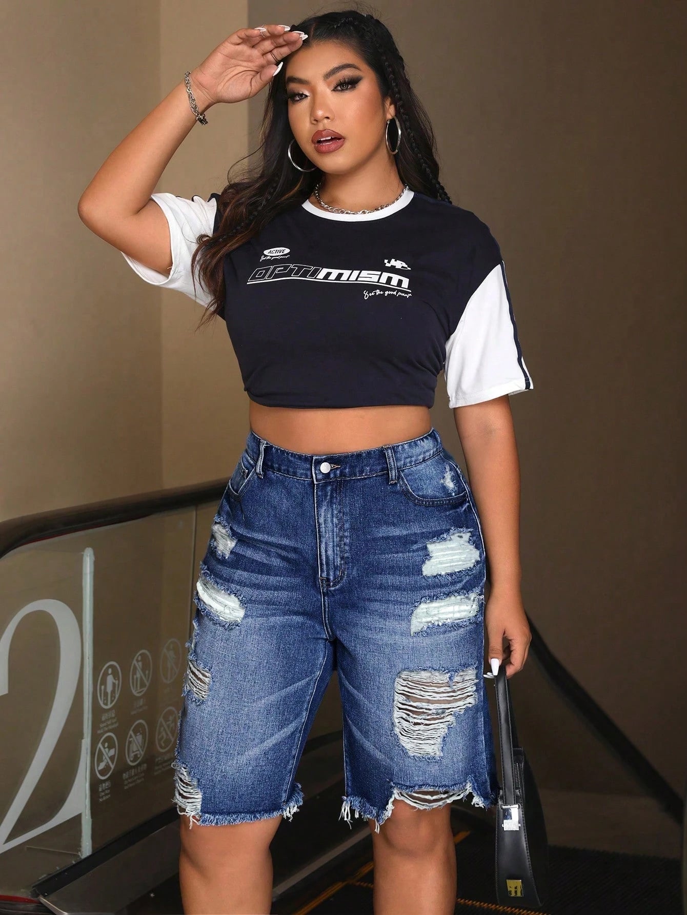 Plus Size Distressed Frayed Hem Denim Shorts – Casual Pocketed Summer Jean Shorts for Women
