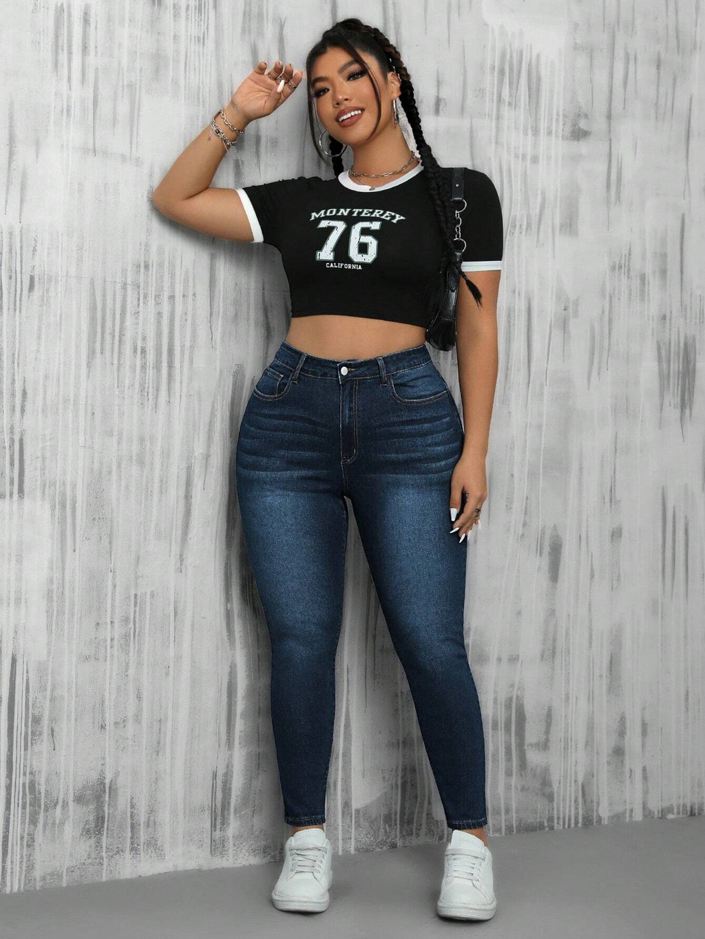 SHEIN ICON Plus Size Skinny Jeans with Pockets – Casual High Waist All-Match Denim Pants for Women