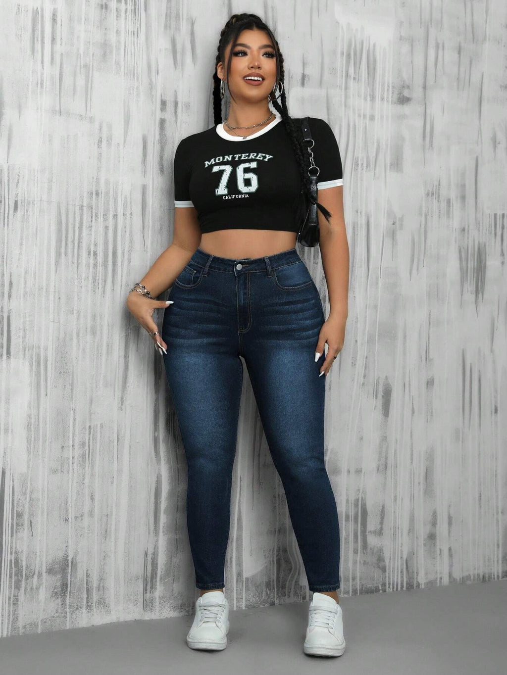 SHEIN ICON Plus Size Skinny Jeans with Pockets – Casual High Waist All-Match Denim Pants for Women