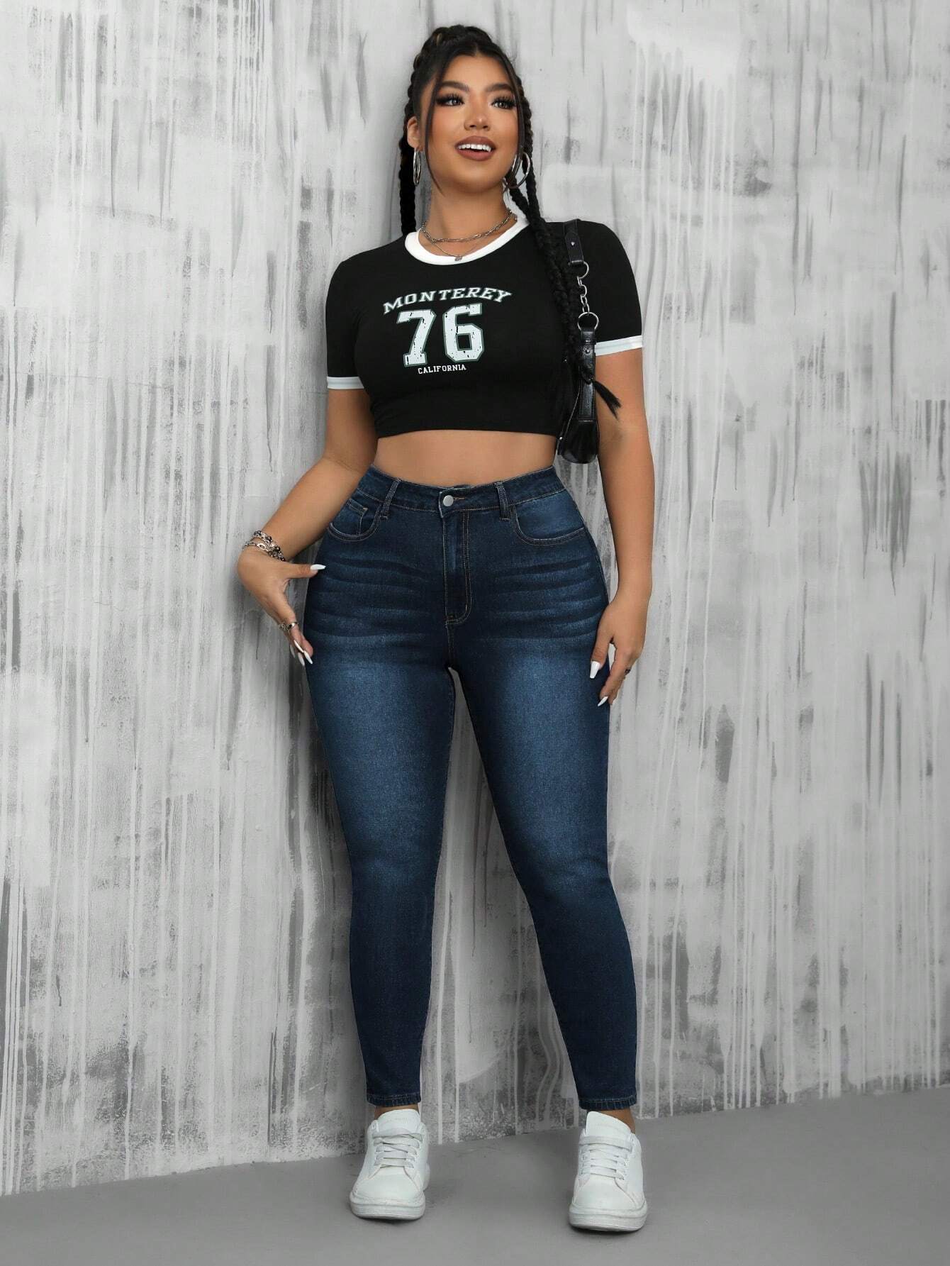 SHEIN ICON Plus Size Skinny Jeans with Pockets – Casual High Waist All-Match Denim Pants for Women