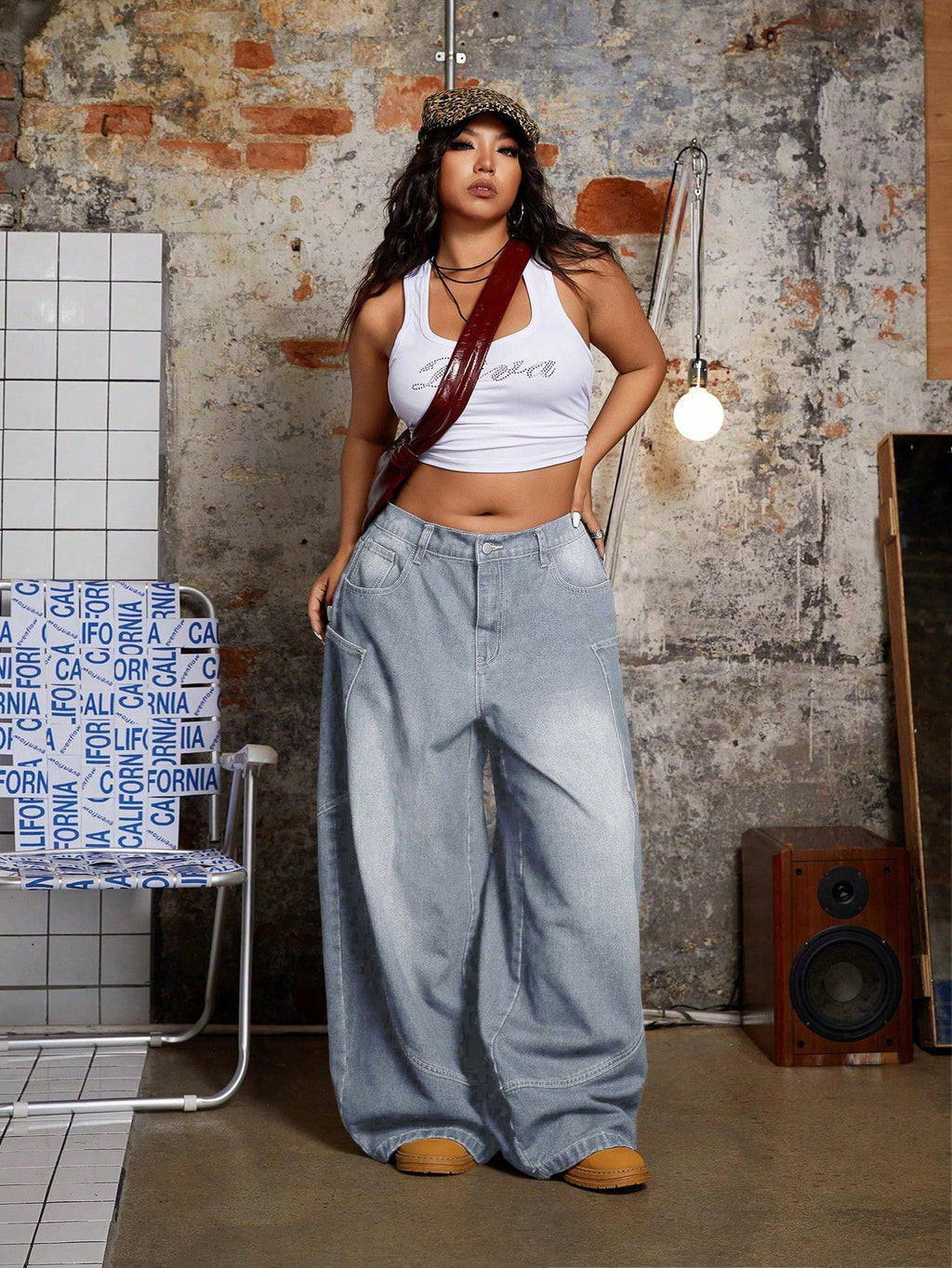 Plus Size Baggy Wide Leg Jeans – Y2K 2000s Loose Fit Denim Pants for Women