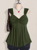Plus Size Wine Twist Front Babydoll Top – Y2K Sleeveless Knit Summer Top for Women