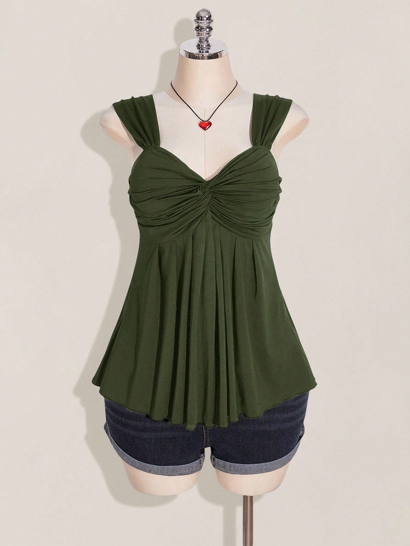 Plus Size Wine Twist Front Babydoll Top – Y2K Sleeveless Knit Summer Top for Women
