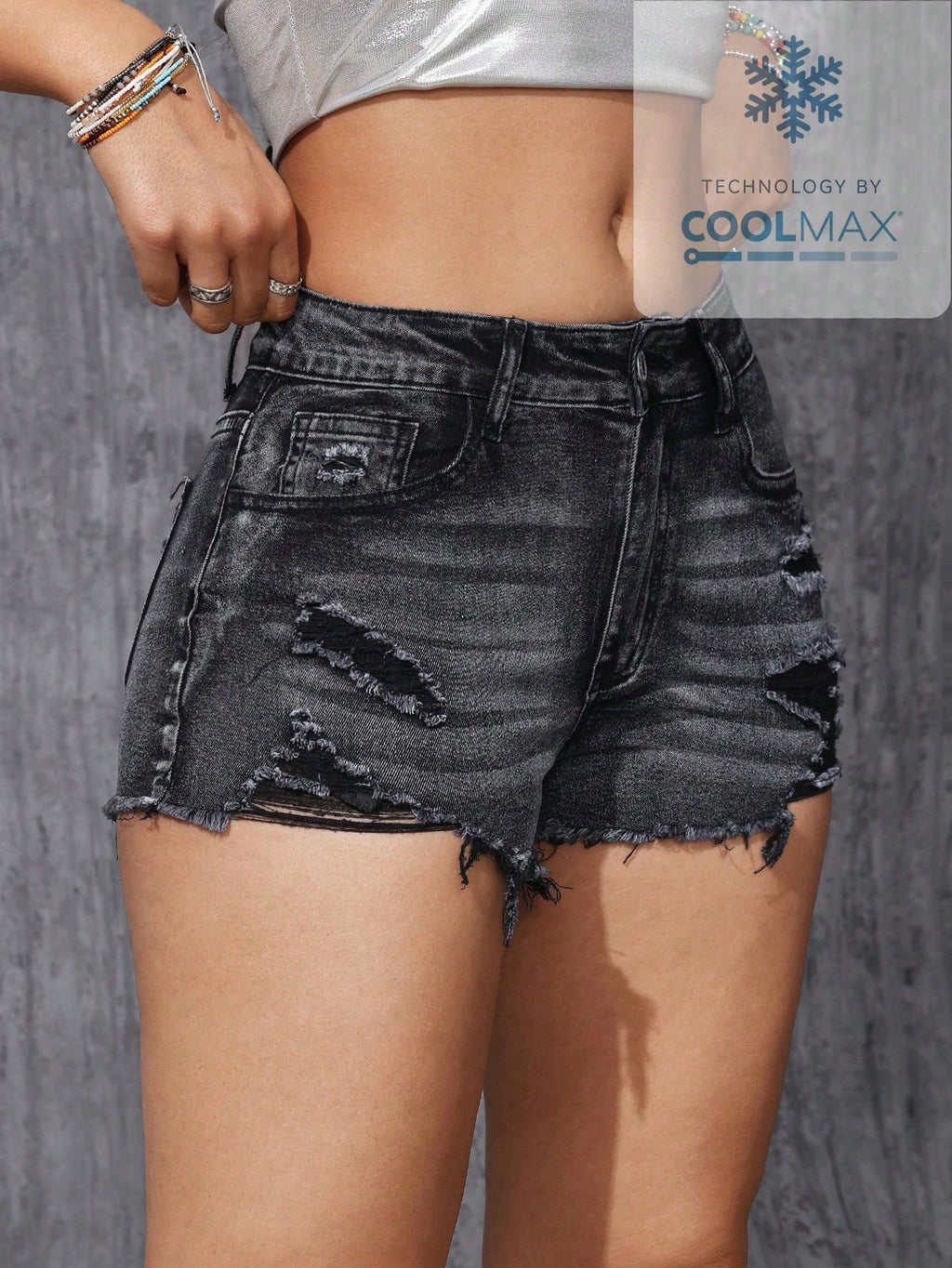 SHEIN ICON Plus Size Washed Ripped Skinny Denim Shorts for Women – Fashionable Casual Summer Shorts