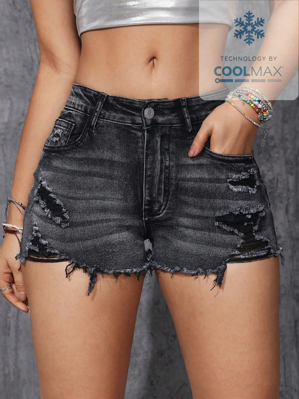 SHEIN ICON Plus Size Washed Ripped Skinny Denim Shorts for Women – Fashionable Casual Summer Shorts