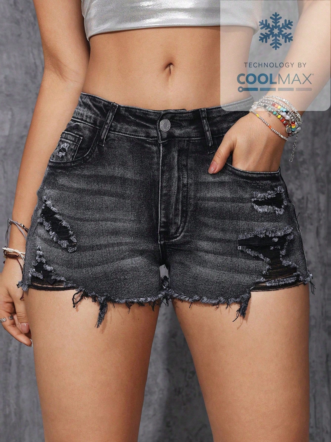 SHEIN ICON Plus Size Washed Ripped Skinny Denim Shorts for Women – Fashionable Casual Summer Shorts