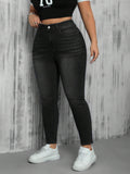 SHEIN ICON Plus Size Skinny Jeans with Pockets – Casual High Waist All-Match Denim Pants for Women