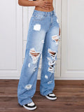 SHEIN ICON Plus Size Distressed Straight Leg Jeans for Women – Y2K Street Style Summer Denim