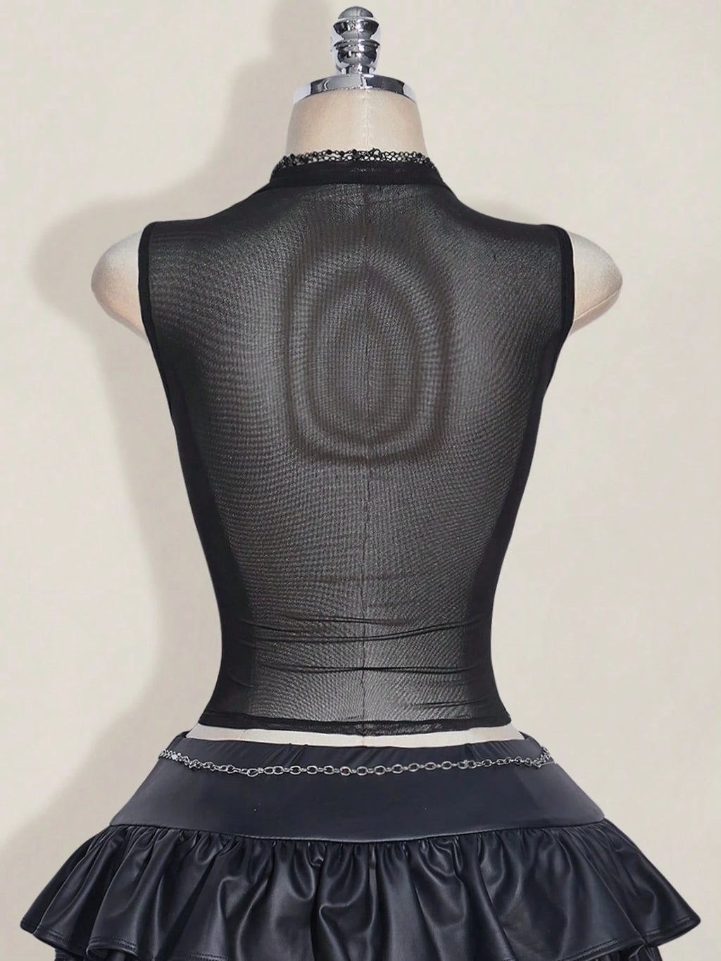Plus Size Y2K Rhinestone Mesh Backless Camisole – Black Sheer Glitter Tight Summer Tank Top for Women