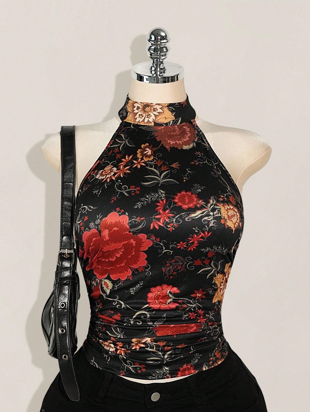 SHEIN ICON Plus Size Y2K Floral Halter Top – Backless Boho Western Country Concert Summer Top for Women