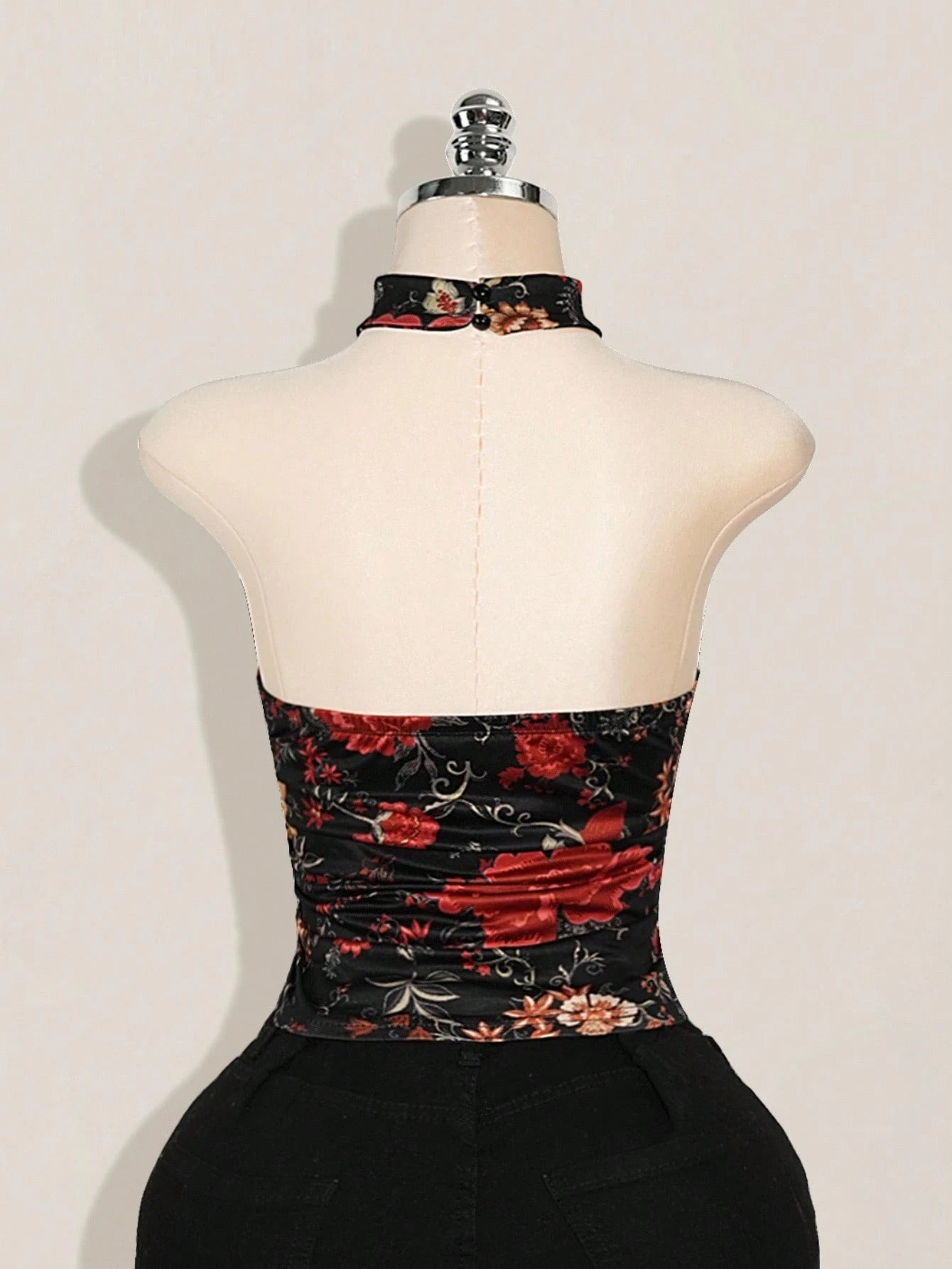 SHEIN ICON Plus Size Y2K Floral Halter Top – Backless Boho Western Country Concert Summer Top for Women