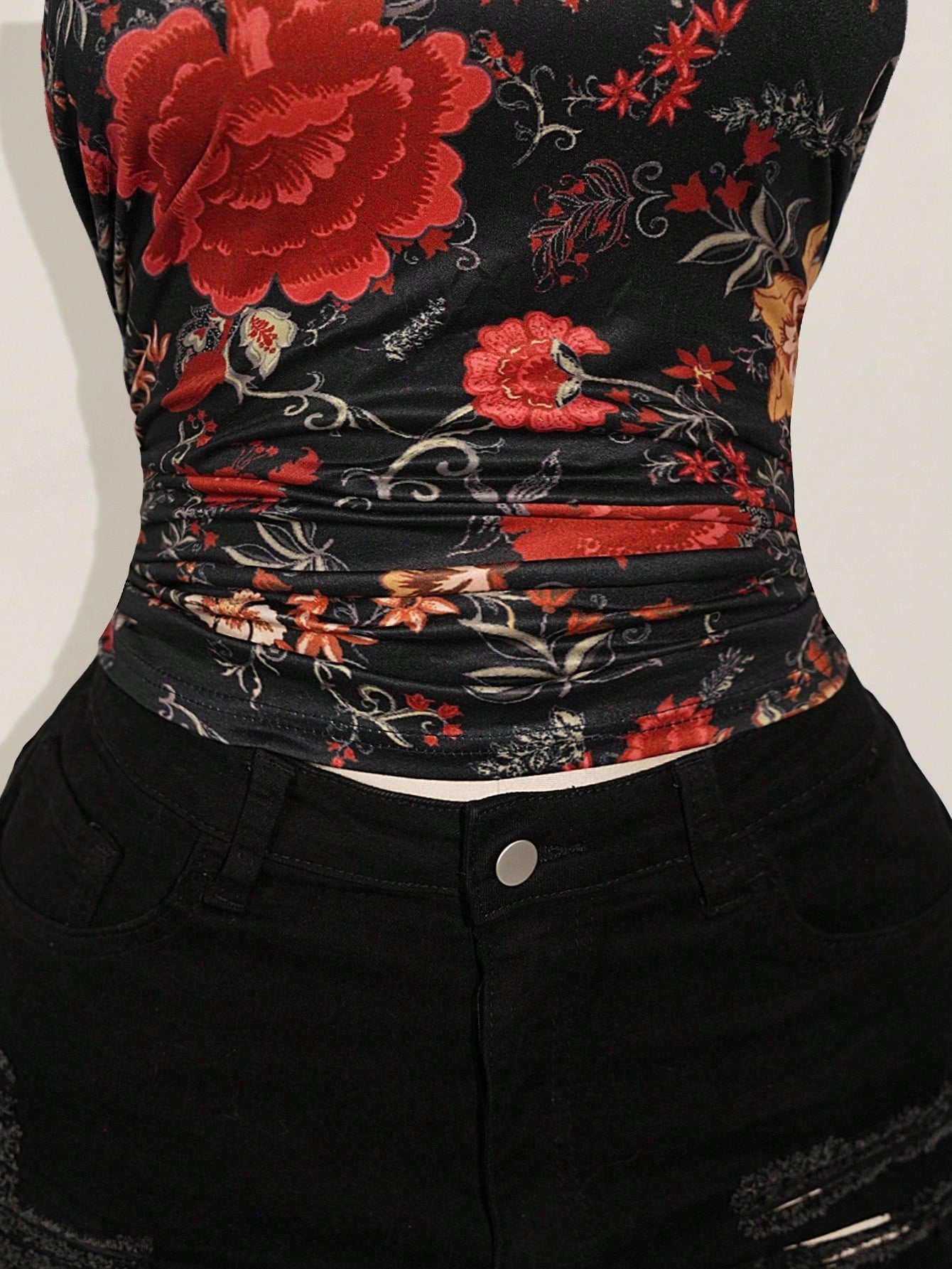 SHEIN ICON Plus Size Y2K Floral Halter Top – Backless Boho Western Country Concert Summer Top for Women