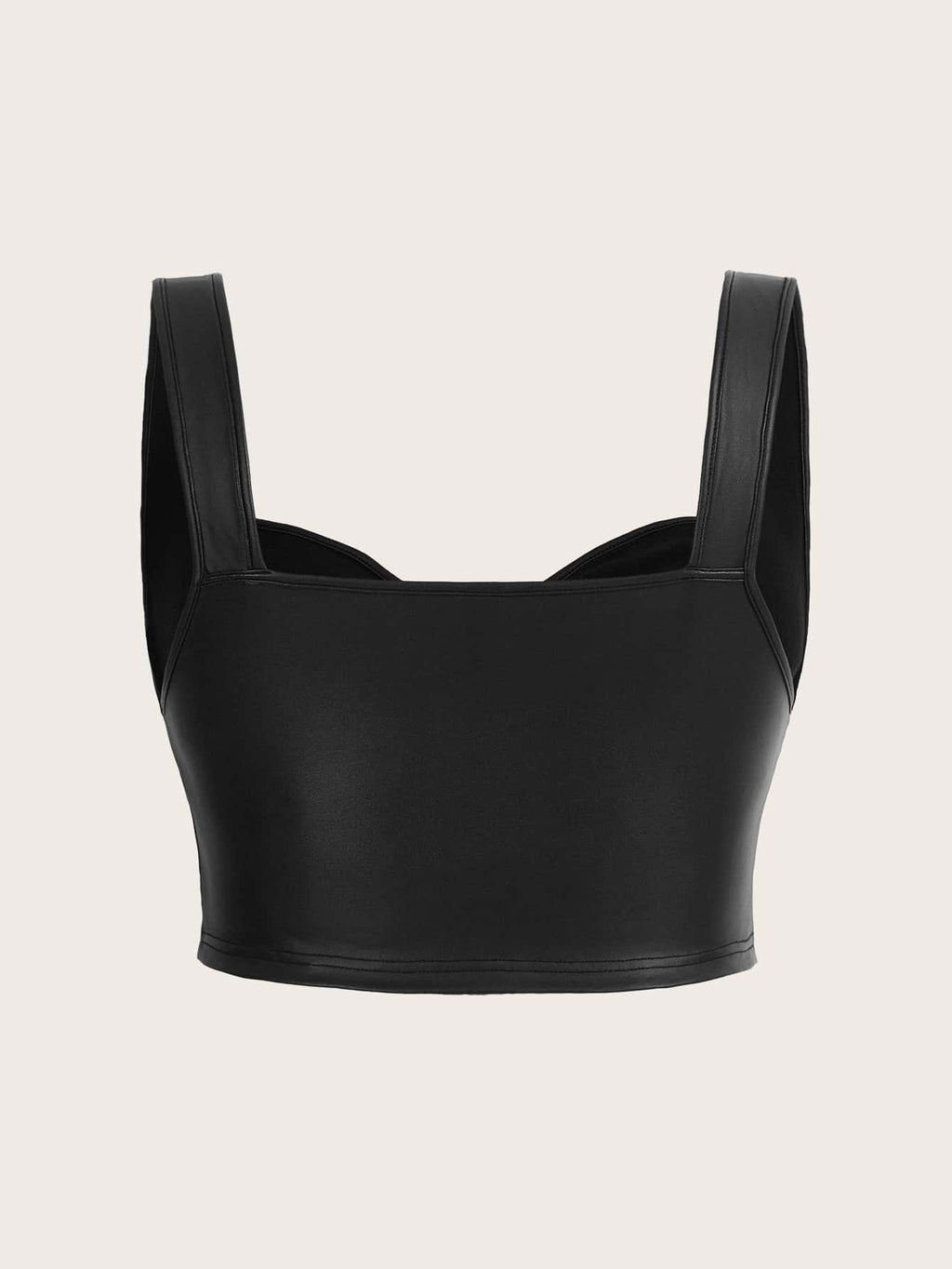 Plus Size Zip Up PU Leather Tank Top – Y2K Faux Leather Summer Crop Top for Women
