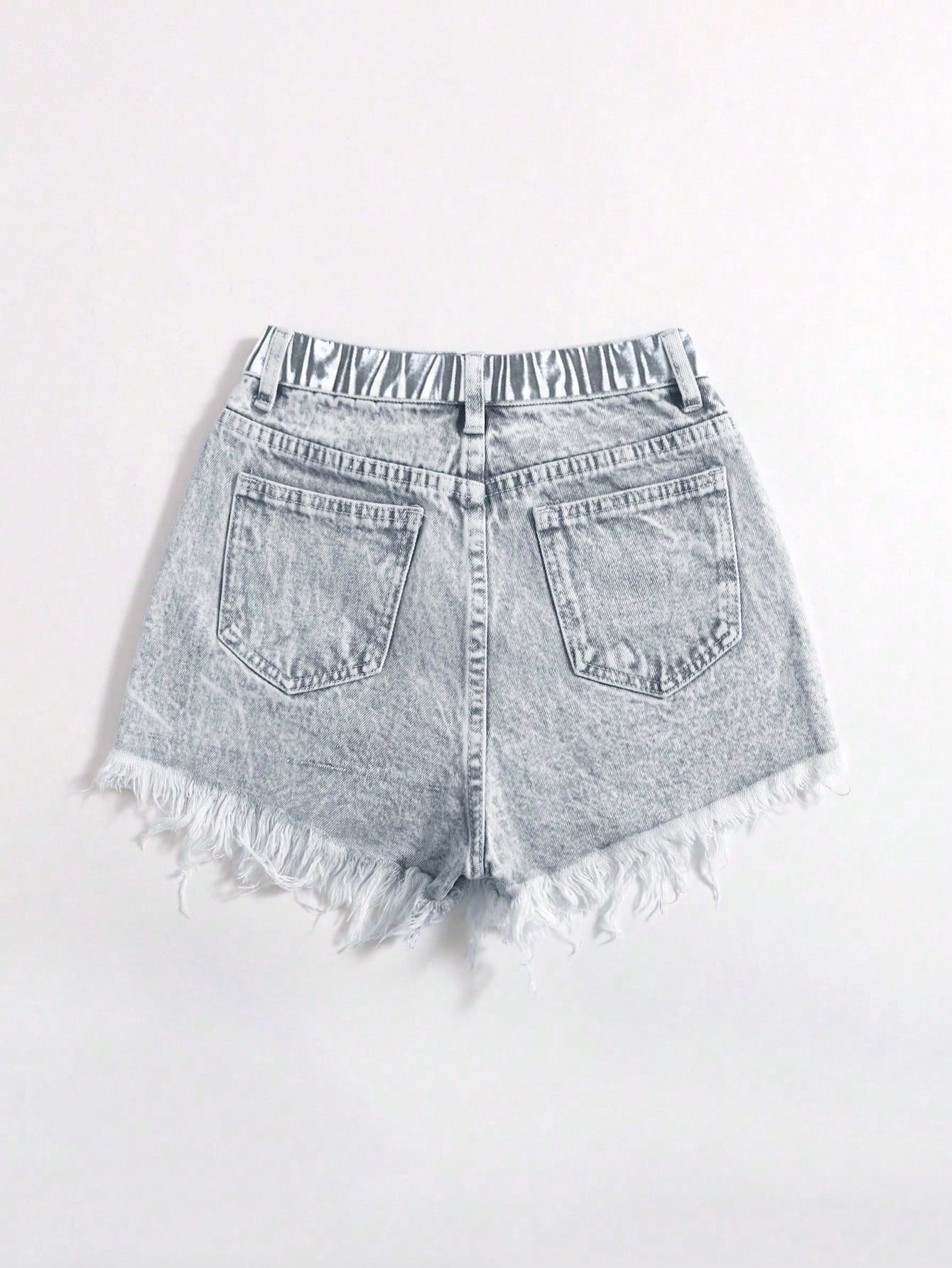 SHEIN ICON Washed Frayed Hem Denim Shorts – Casual Summer Streetwear Shorts for Women