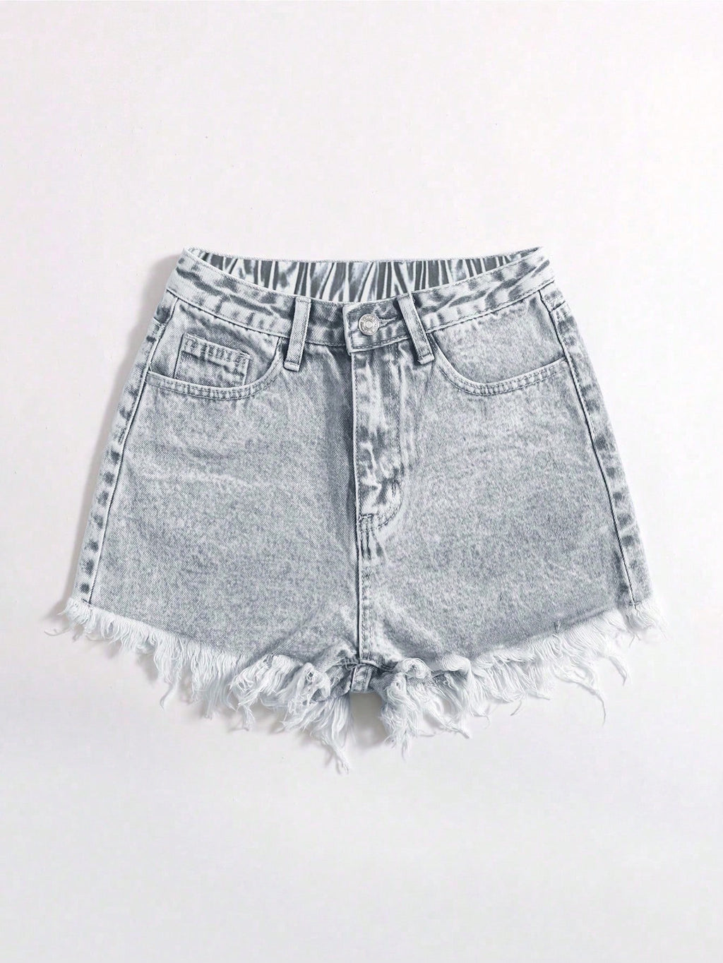 SHEIN ICON Washed Frayed Hem Denim Shorts – Casual Summer Streetwear Shorts for Women
