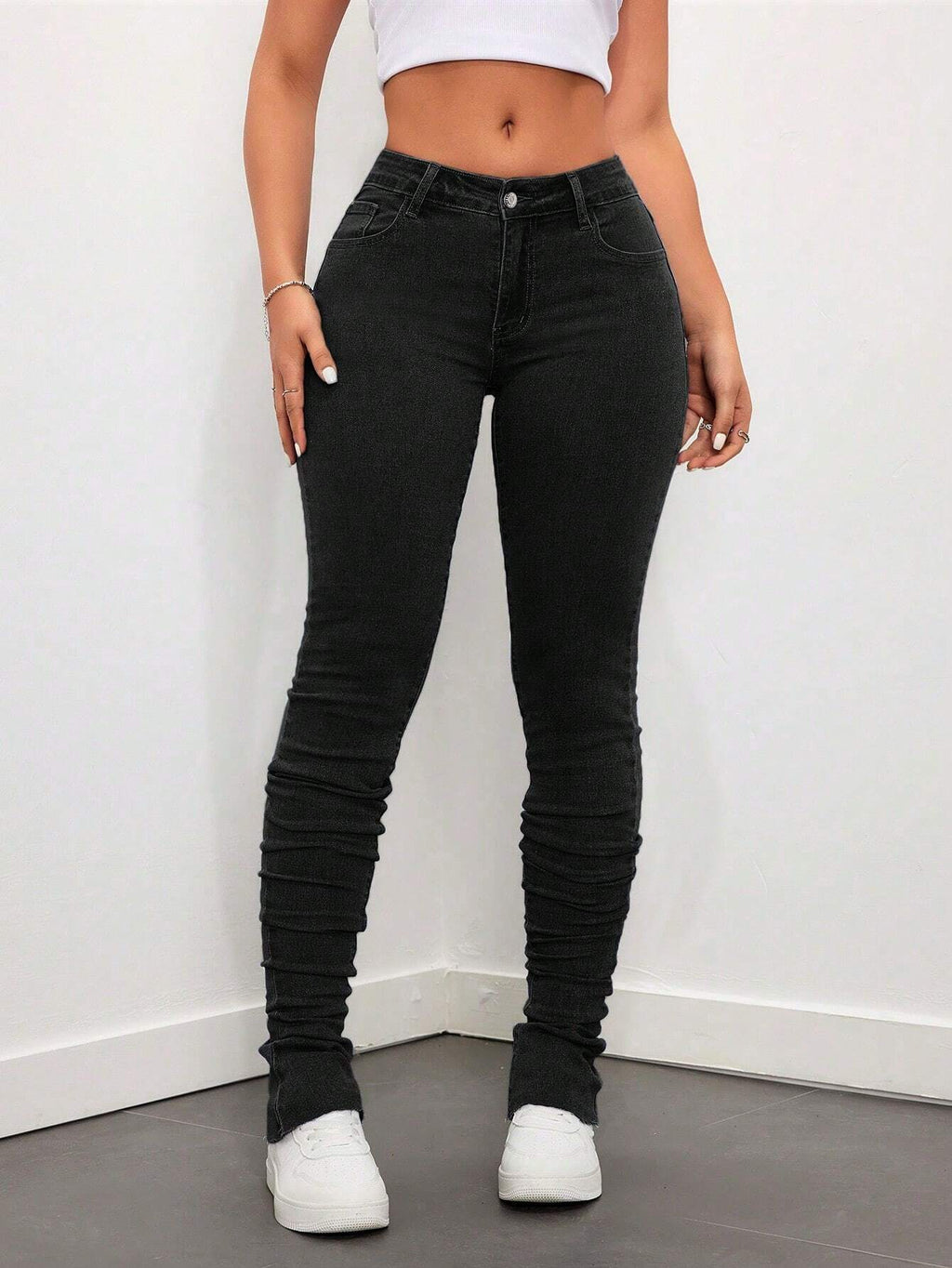 SHEIN ICON Low Waist Frayed Denim Jeans – Washed Y2K Streetwear Jeans for Women