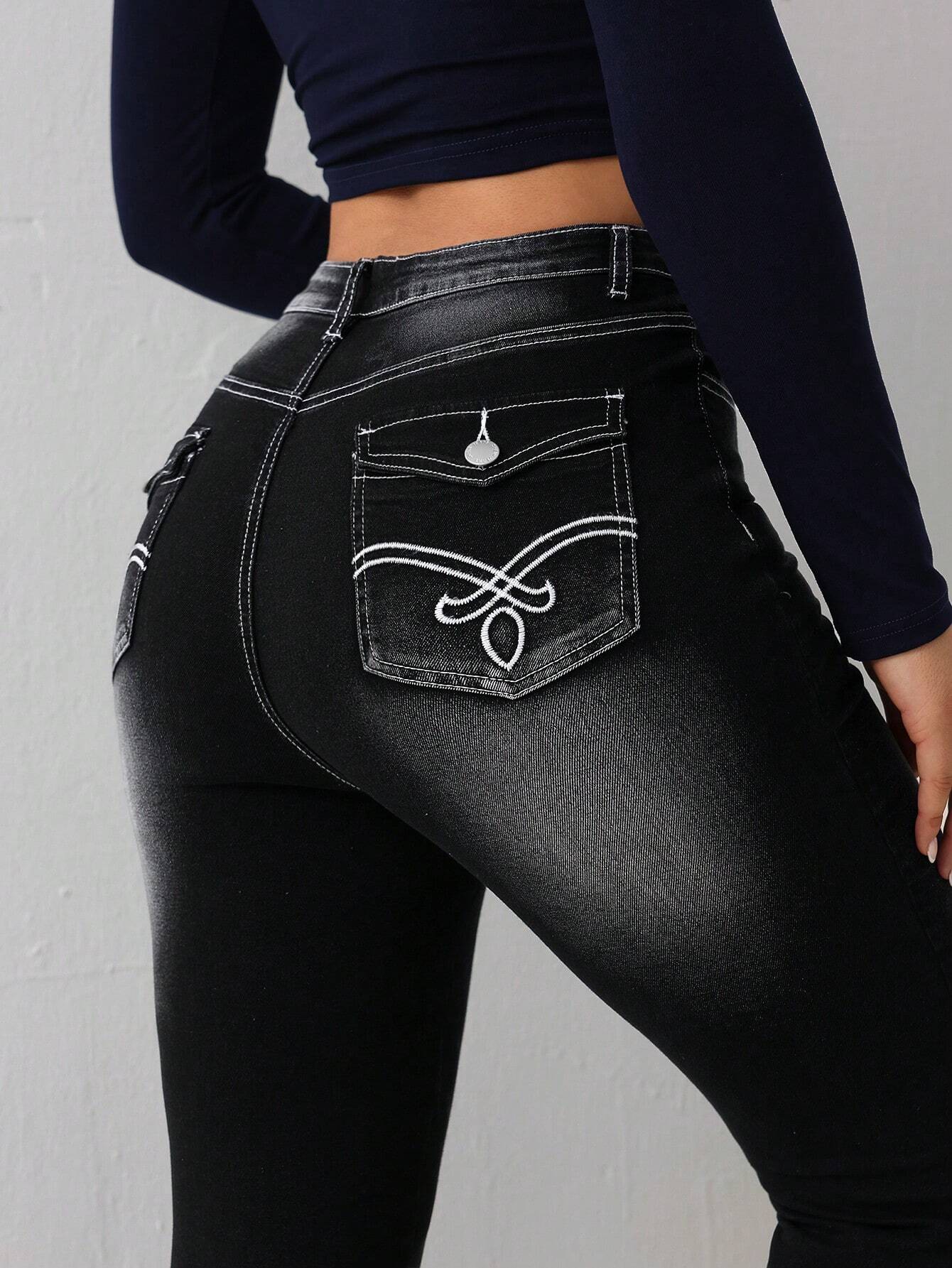 Tall Women’s High Waist Flared Skinny Jeans – Black Stretch Bootcut Leggings Pants