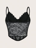 Black Lace Corset Cami Top – Y2K Sexy Party Camisole for Women
