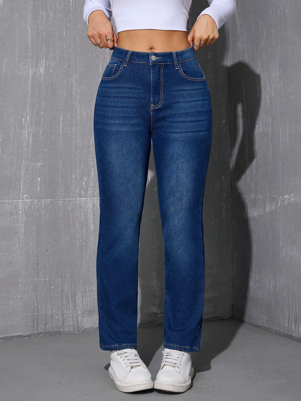 Women’s Winter Thermal Lined Straight Leg Jeans – Warm Fleece Lined High Waist Denim Pants