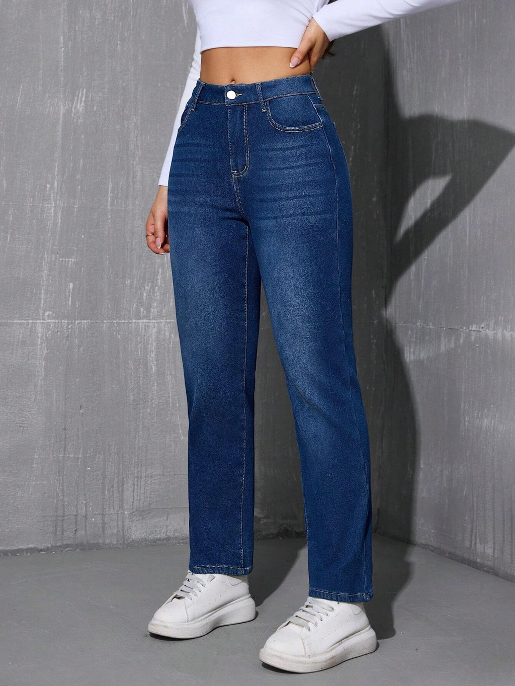 Women’s Winter Thermal Lined Straight Leg Jeans – Warm Fleece Lined High Waist Denim Pants