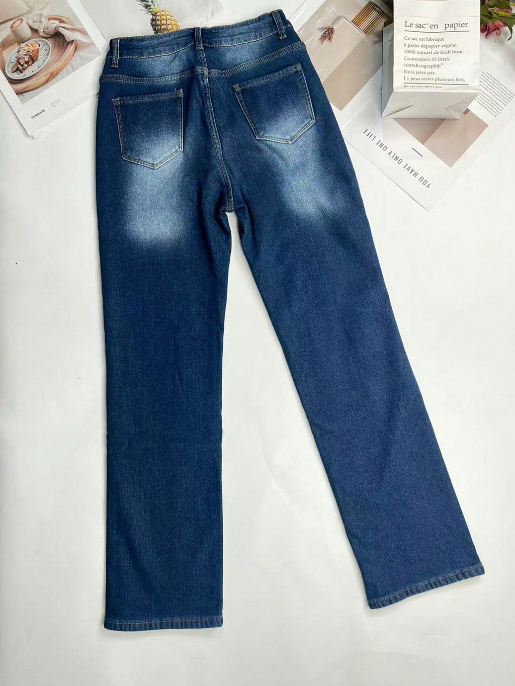 Women’s Winter Thermal Lined Straight Leg Jeans – Warm Fleece Lined High Waist Denim Pants