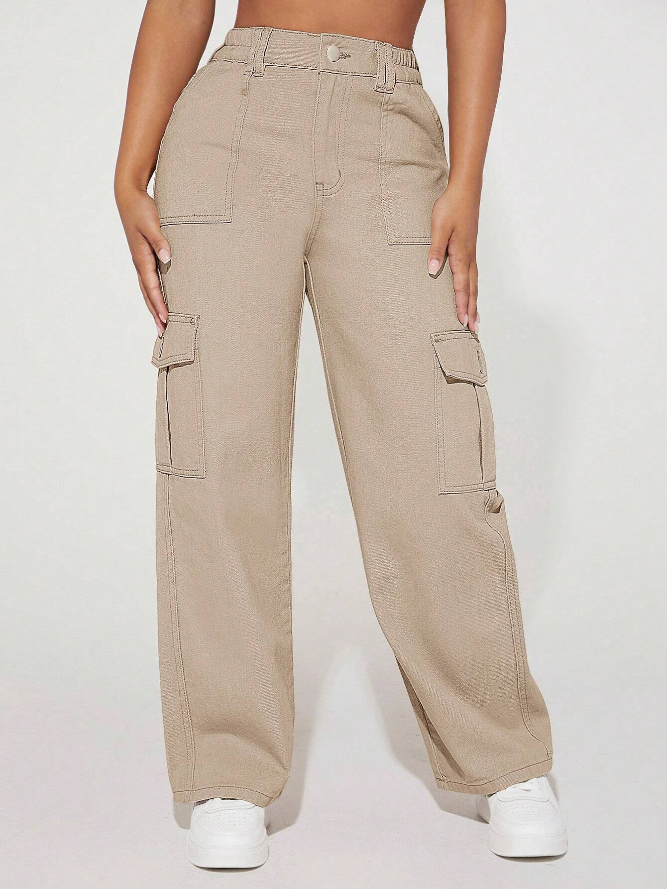 Women’s Cargo Pocket Wide Leg Jeans – Loose Fit Casual Denim Pants Streetwear Style