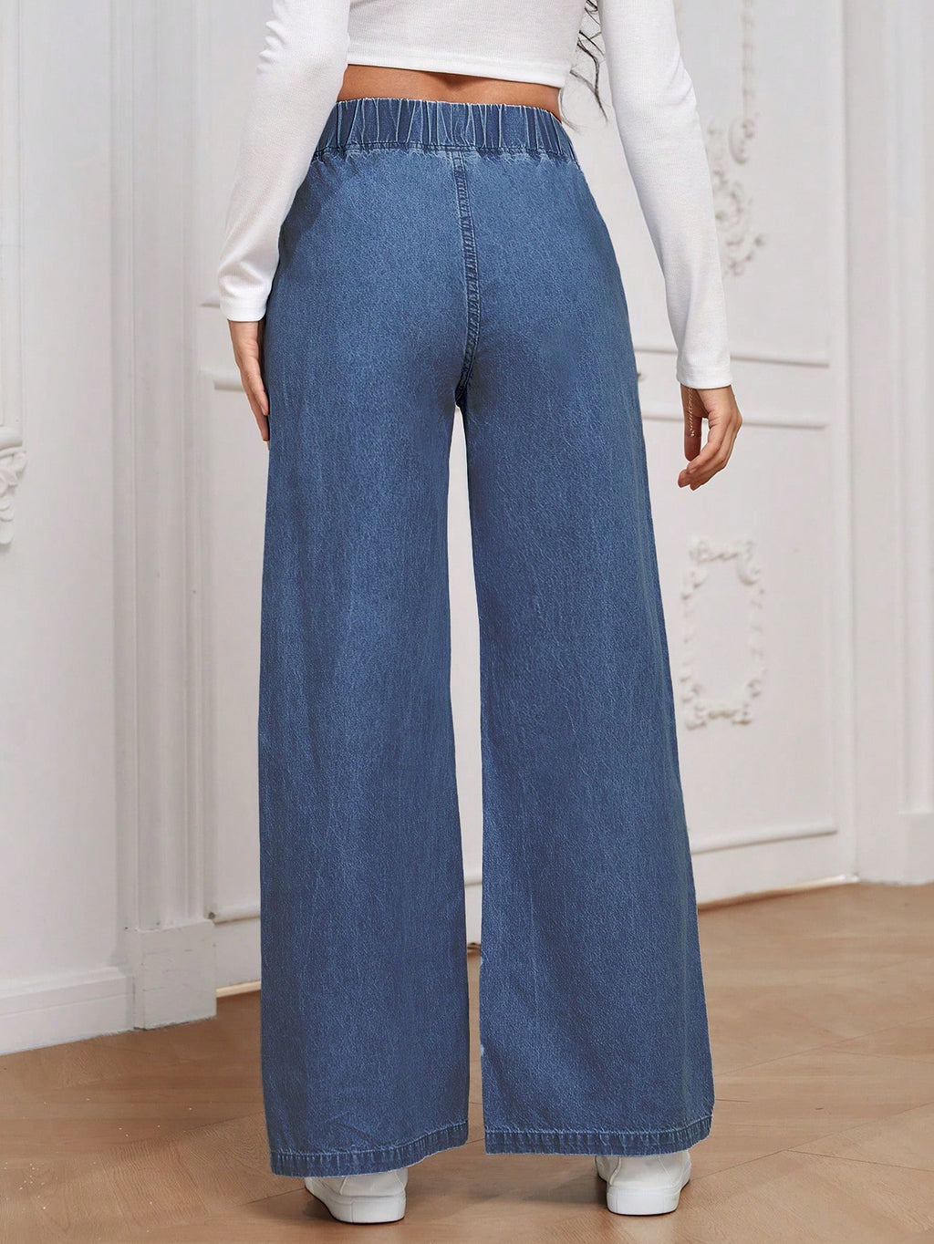 Women’s High Waist Wide Leg Denim Pants – Casual Loose Fit Jeans – All-Season Versatile Straight Wide Jeans