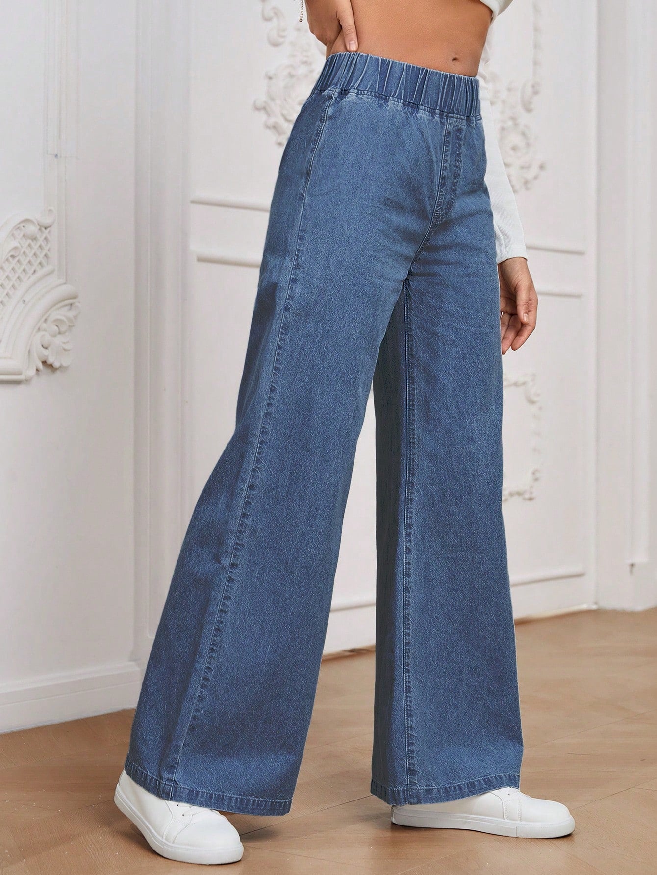 Women’s High Waist Wide Leg Denim Pants – Casual Loose Fit Jeans – All-Season Versatile Straight Wide Jeans