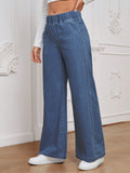 Women’s High Waist Wide Leg Denim Pants – Casual Loose Fit Jeans – All-Season Versatile Straight Wide Jeans