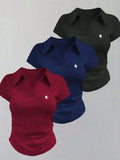 Women’s Casual Half-Zip Polo T-Shirt – Short Sleeve Versatile Summer Top
