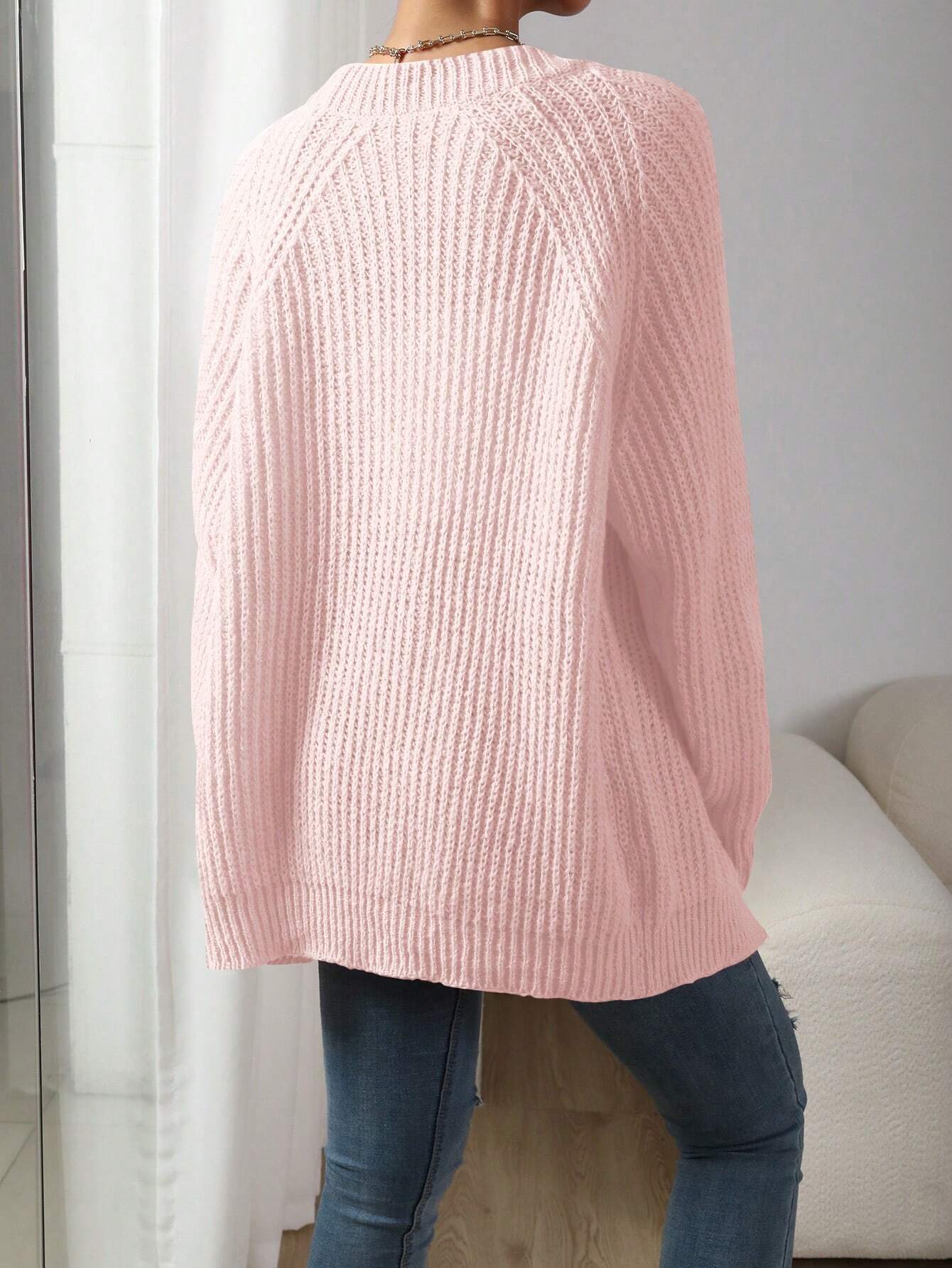 Women’s Solid Color Long Sleeve Cardigan – Casual Loose Fit Knit Sweater for Autumn/Winter