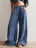 Women’s Solid Color Wide Leg Jeans – Casual Loose Fit High Waist Denim Pants