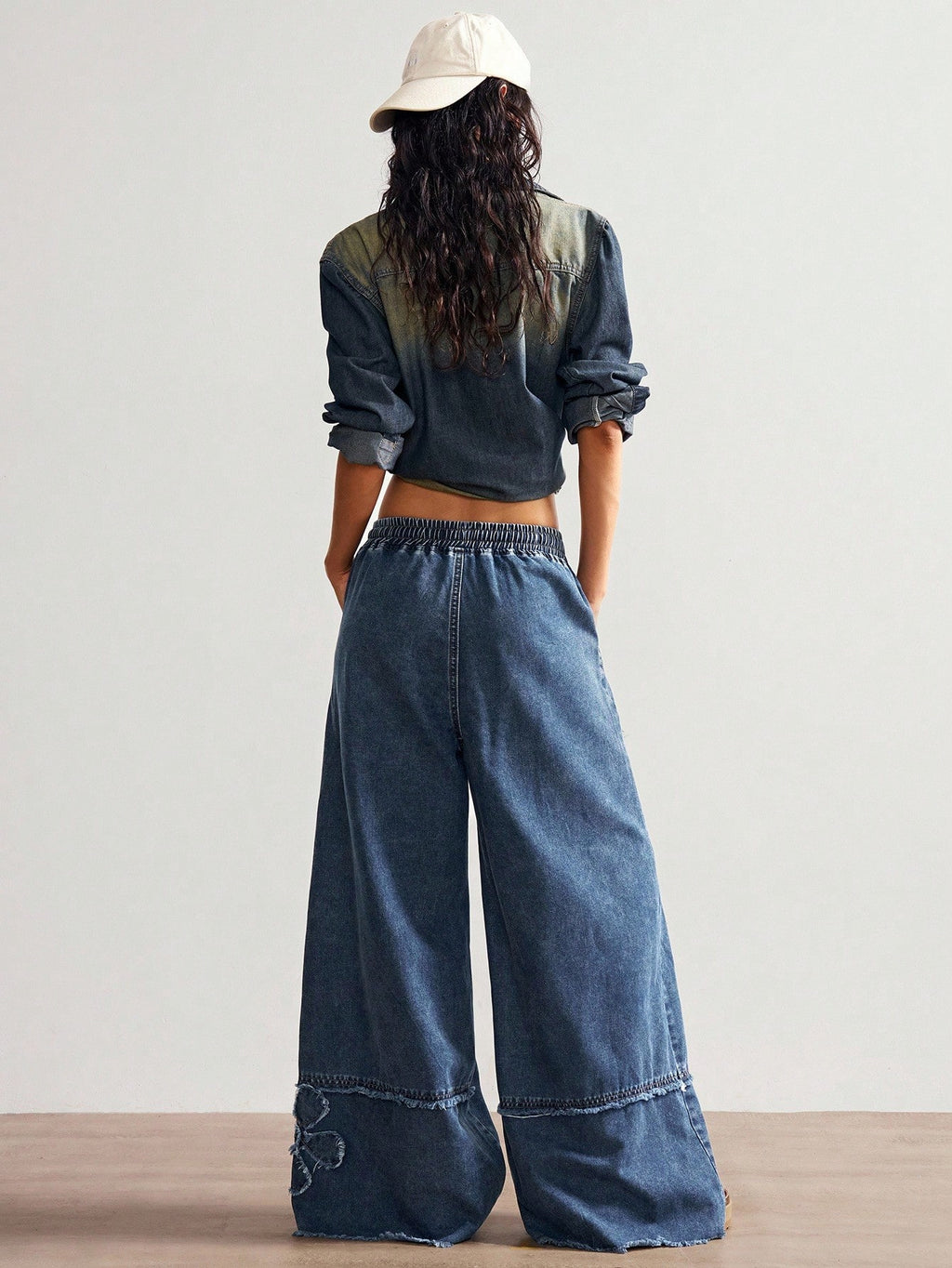 Women’s Solid Color Wide Leg Jeans – Casual Loose Fit High Waist Denim Pants