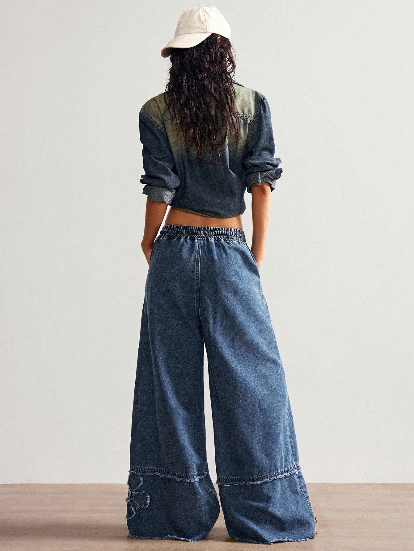 Women’s Solid Color Wide Leg Jeans – Casual Loose Fit High Waist Denim Pants
