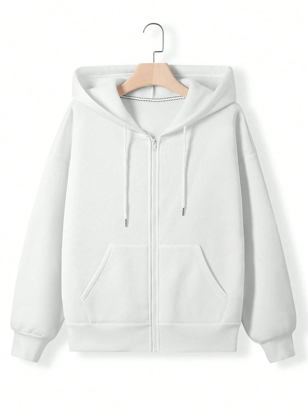Women’s Solid Color Zip-Up Hoodie – Casual Long Sleeve Hooded Sweatshirt for Autumn & Winter