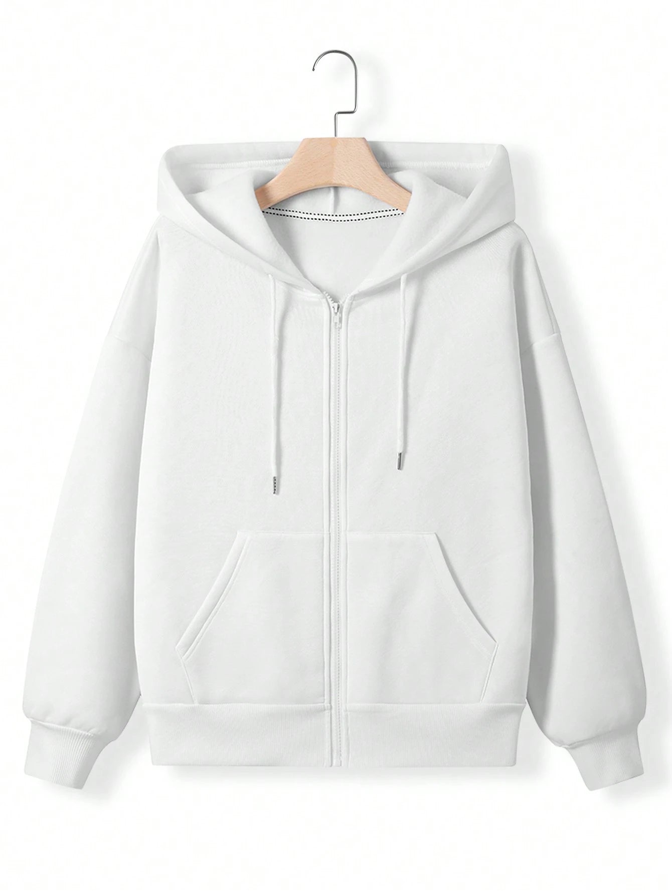 Women’s Solid Color Zip-Up Hoodie – Casual Long Sleeve Hooded Sweatshirt for Autumn & Winter