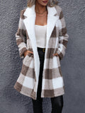 Women’s Plaid Warm Jacket – Fashionable Casual Autumn/Winter Long Sleeve Coat