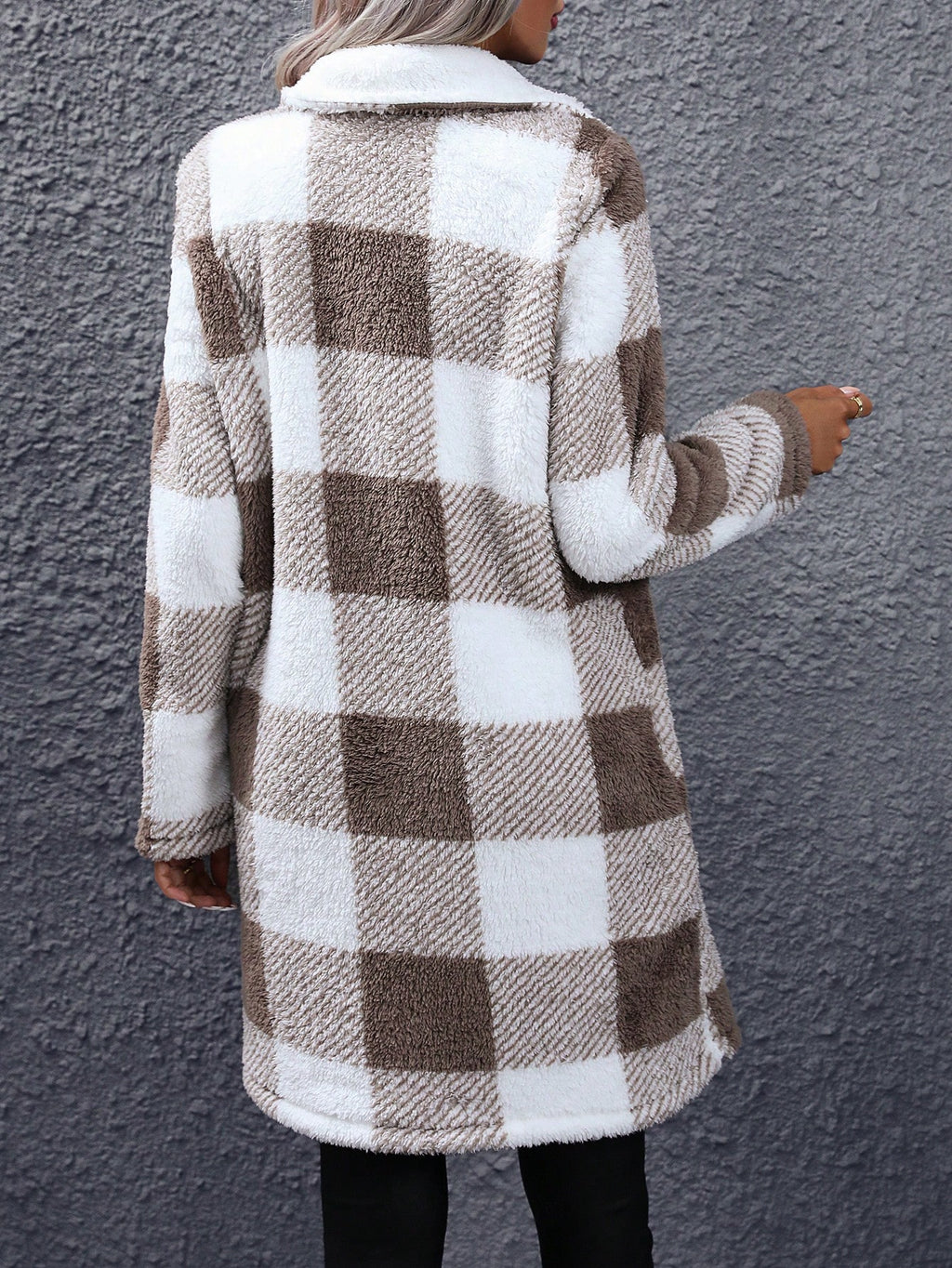 Women’s Plaid Warm Jacket – Fashionable Casual Autumn/Winter Long Sleeve Coat