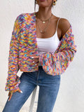 Women’s Allover Print Cardigan – Loose Fit Dropped Shoulder Long Sleeve Casual Vacation & Party Knitwear