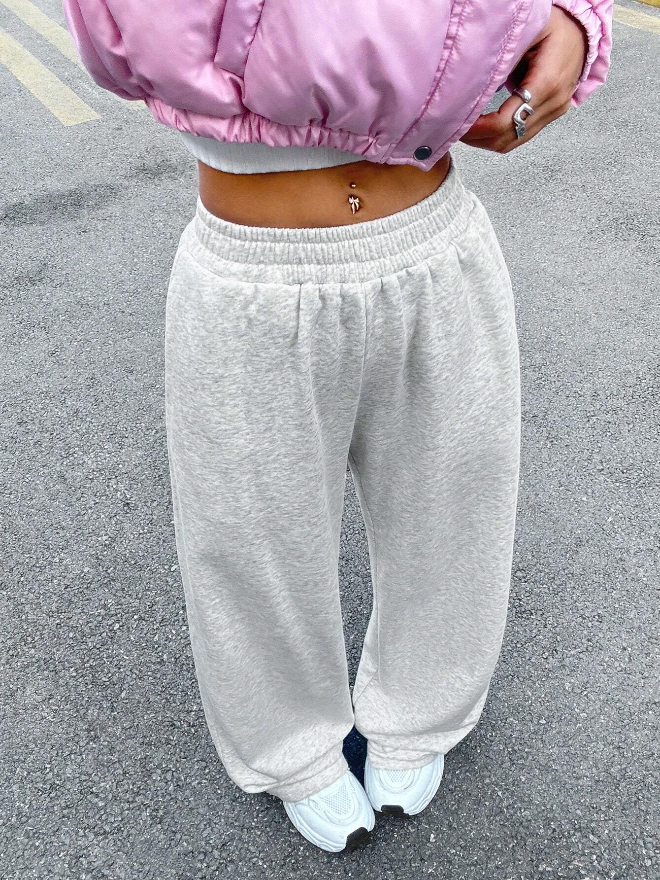 Women’s Grey Loose Fit Sweatpants – Casual Sports Jogger Pants for Everyday Comfort