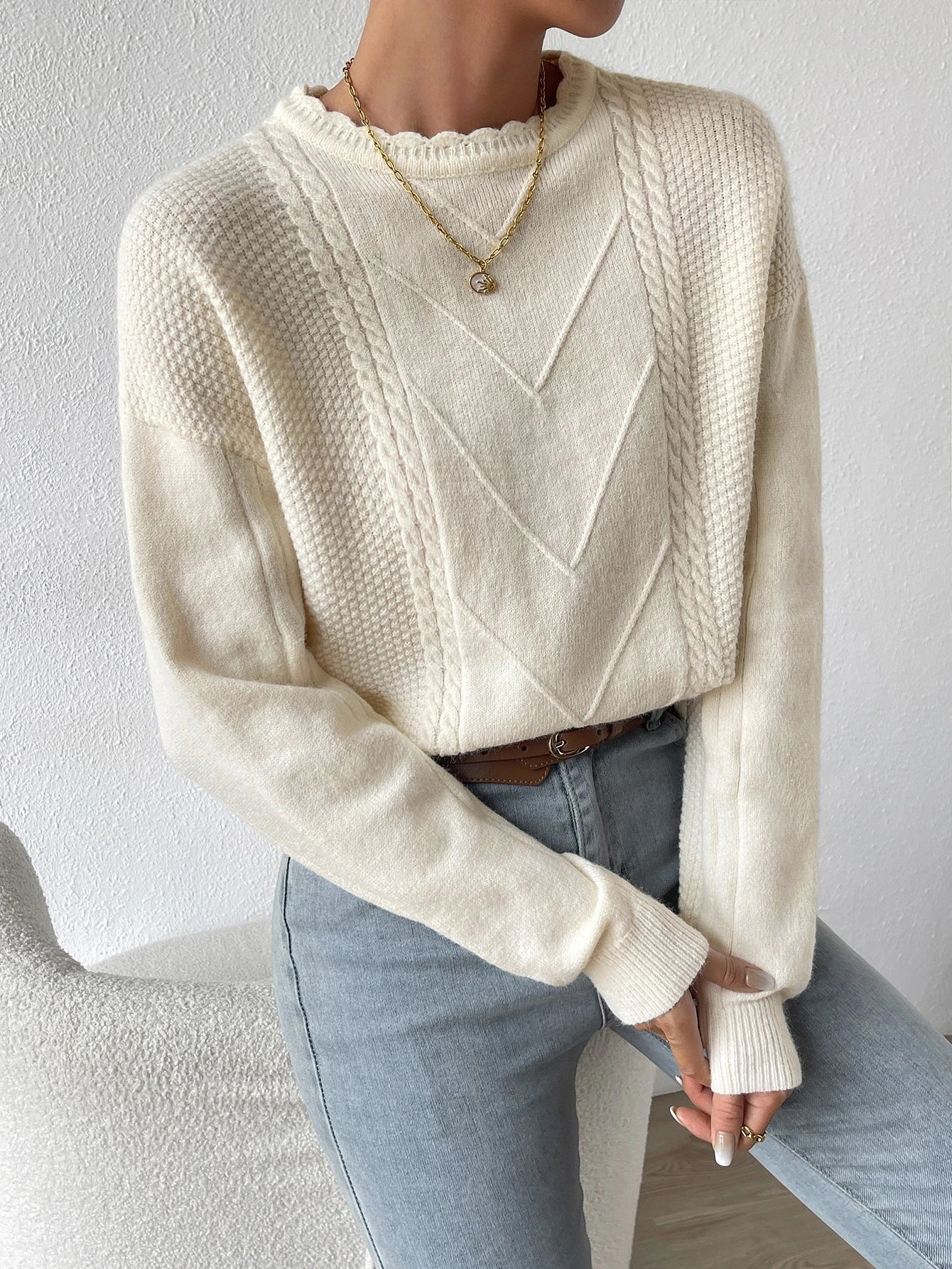 Women’s Oversized Knit Sweater – Dropped Shoulder Long Sleeve Casual Loose Fit Pullover Top
