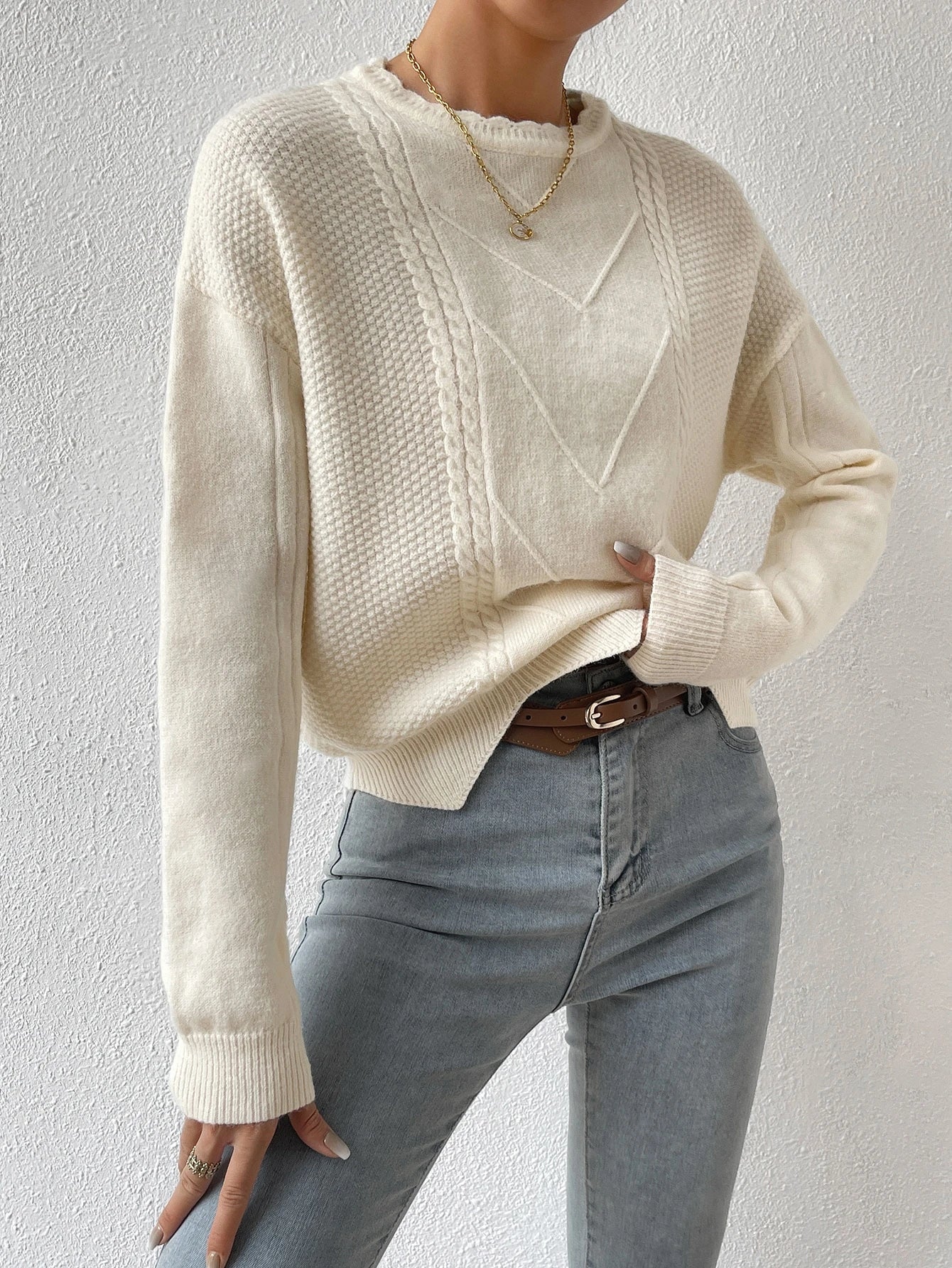 Women’s Oversized Knit Sweater – Dropped Shoulder Long Sleeve Casual Loose Fit Pullover Top