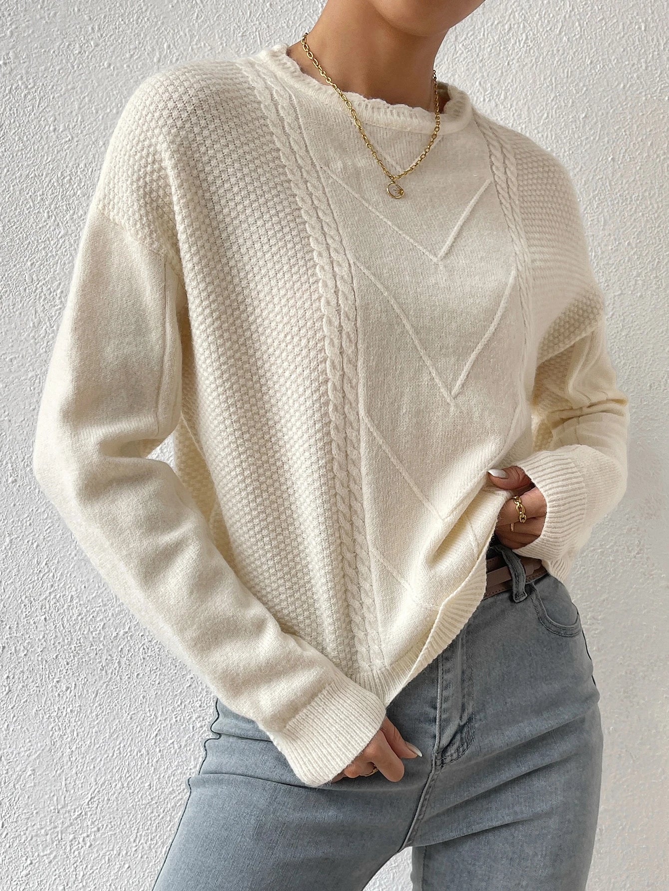 Women’s Oversized Knit Sweater – Dropped Shoulder Long Sleeve Casual Loose Fit Pullover Top