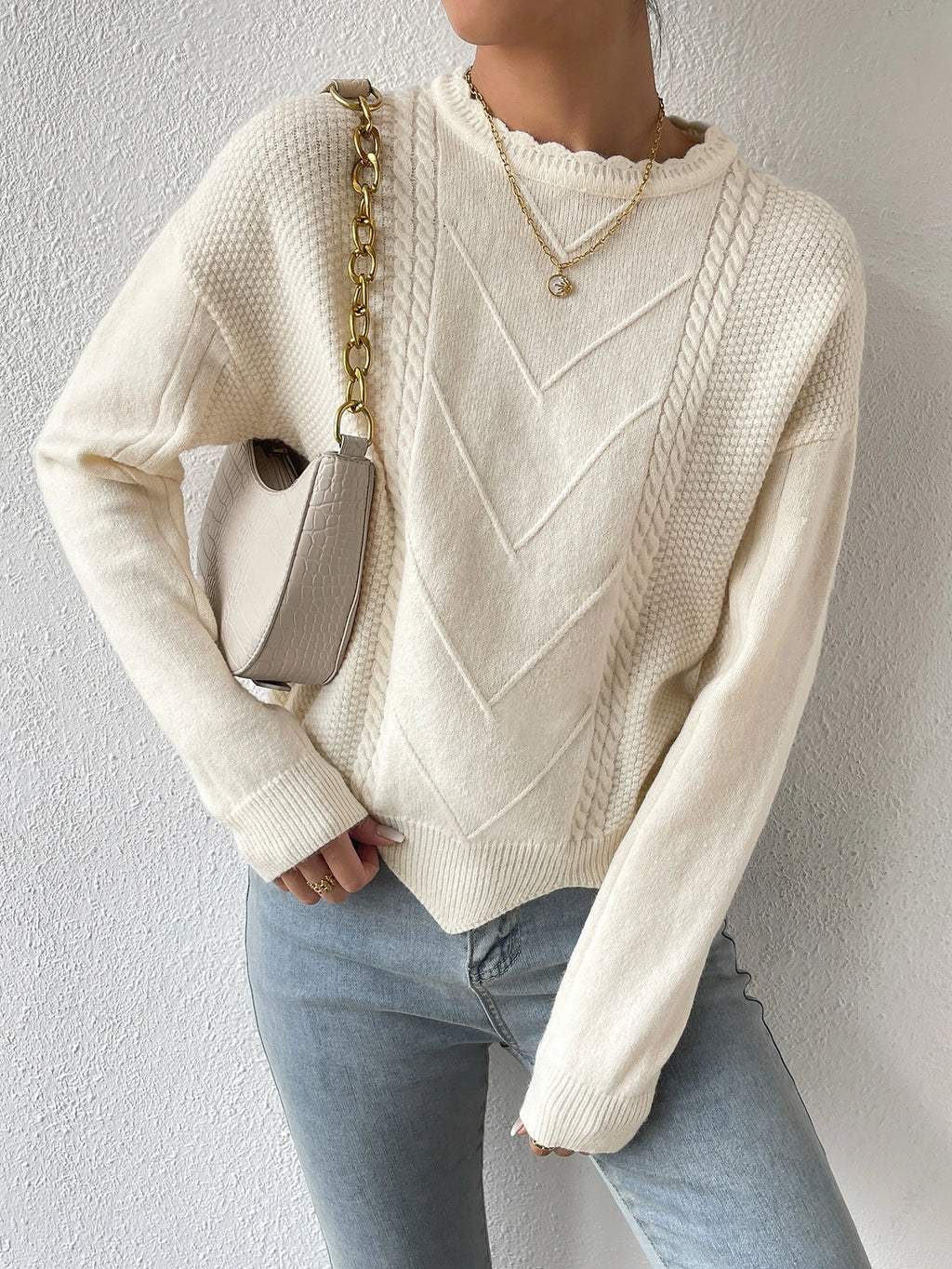 Women’s Oversized Knit Sweater – Dropped Shoulder Long Sleeve Casual Loose Fit Pullover Top