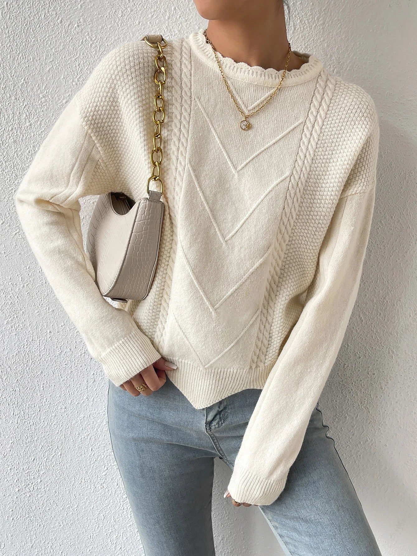 Women’s Oversized Knit Sweater – Dropped Shoulder Long Sleeve Casual Loose Fit Pullover Top