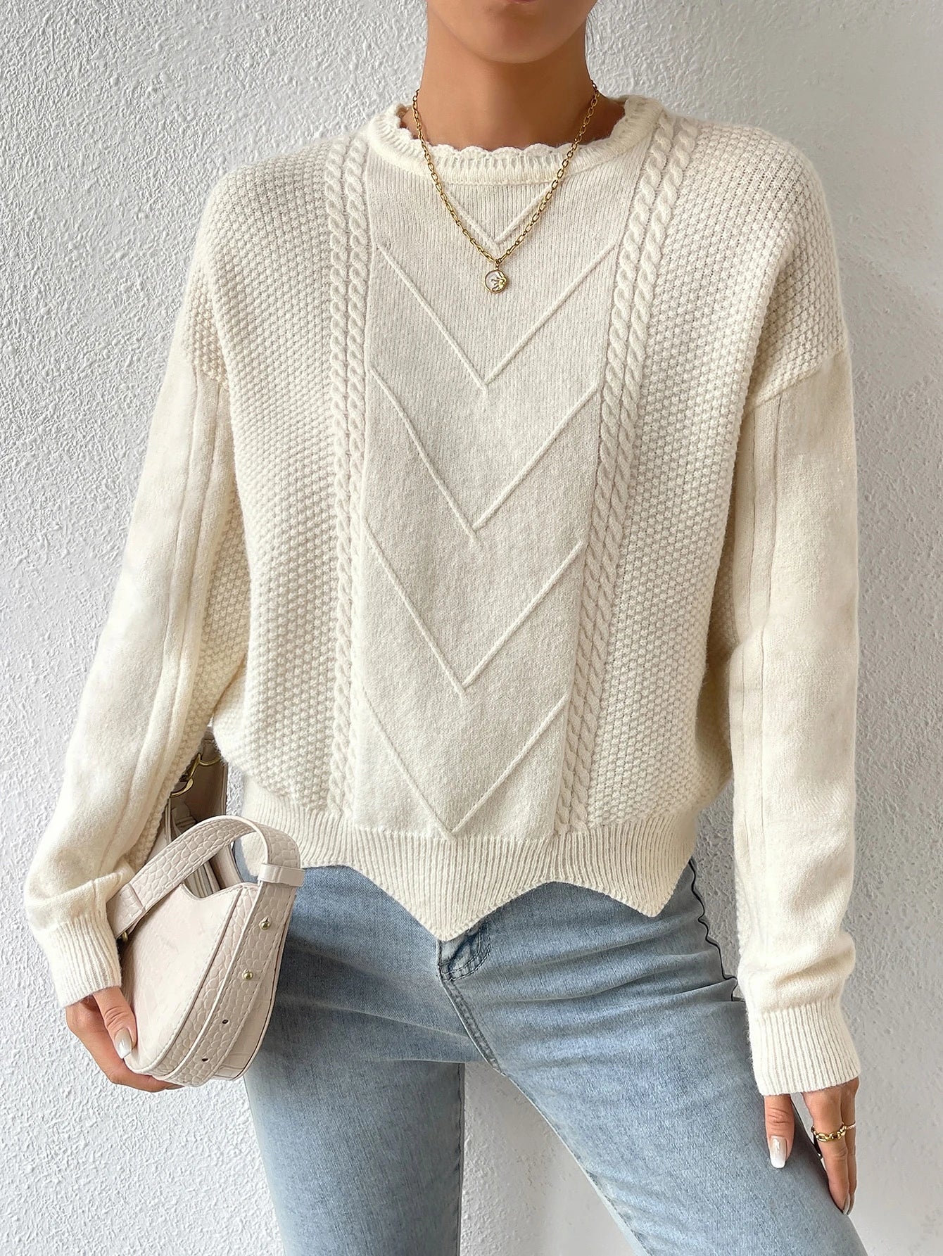 Women’s Oversized Knit Sweater – Dropped Shoulder Long Sleeve Casual Loose Fit Pullover Top