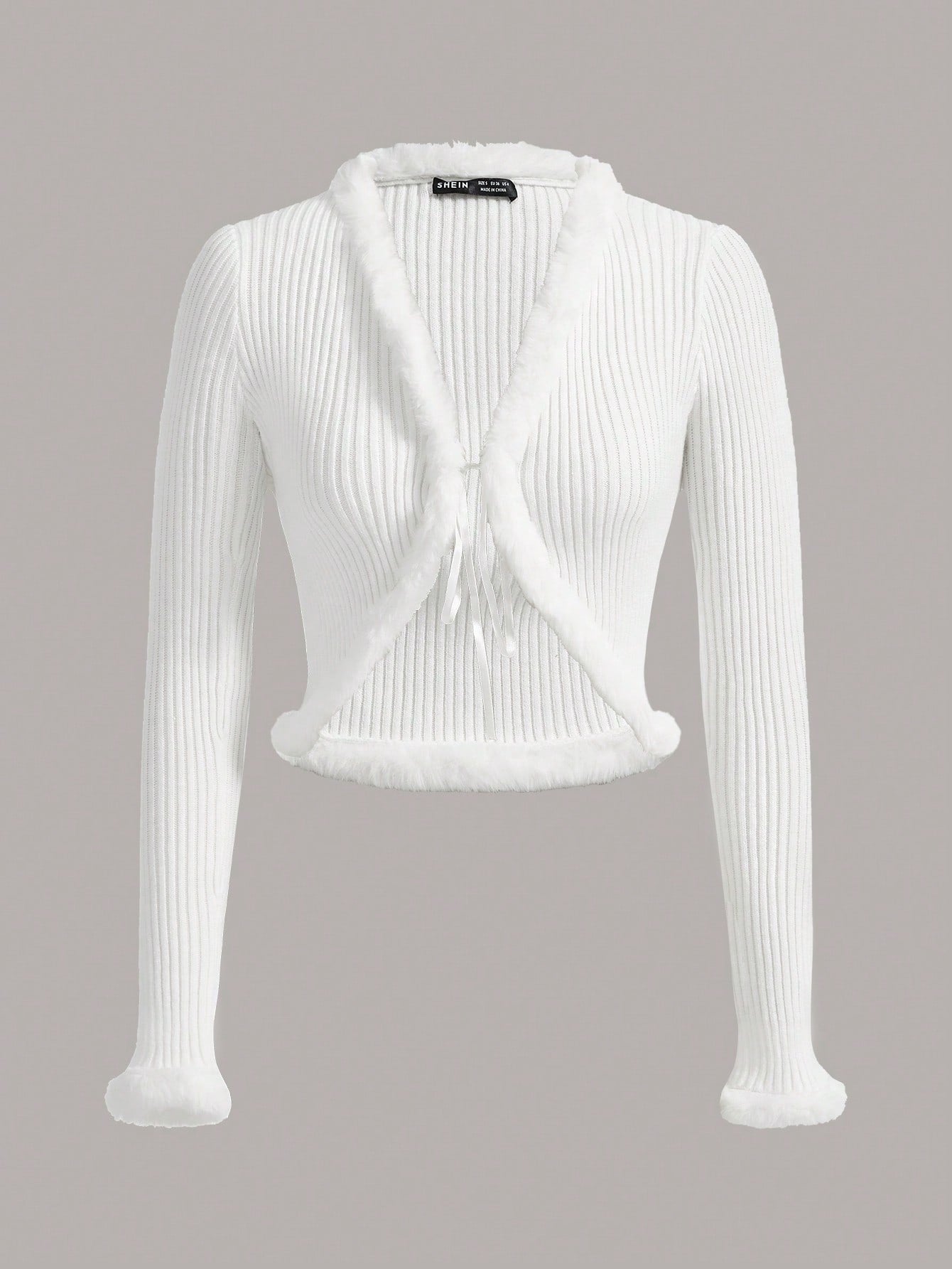 Women’s Fringe Ribbed Cardigan – Solid Color Long Sleeve Casual Knit Sweater
