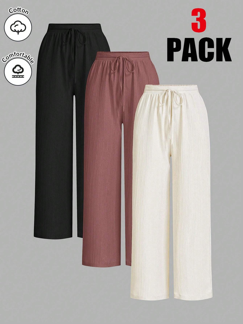 Women’s Solid Color Front Tie Wide Leg Pants – Minimalist High Waist Casual Loose Fit Trousers
